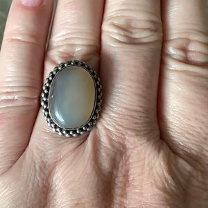 𝅺sterling SILVER 925 MILKY CHALZEDON WOMAN RING​